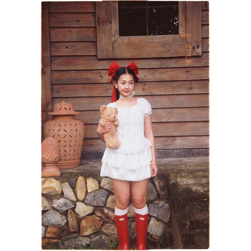 LILIA Babydoll Shirt with Lace and Cute Buttons